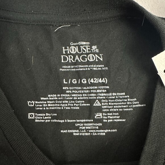 House Of The Dragon Logo Graphic Black T-Shirt Size Large 42/44 - Picture 4 of 4